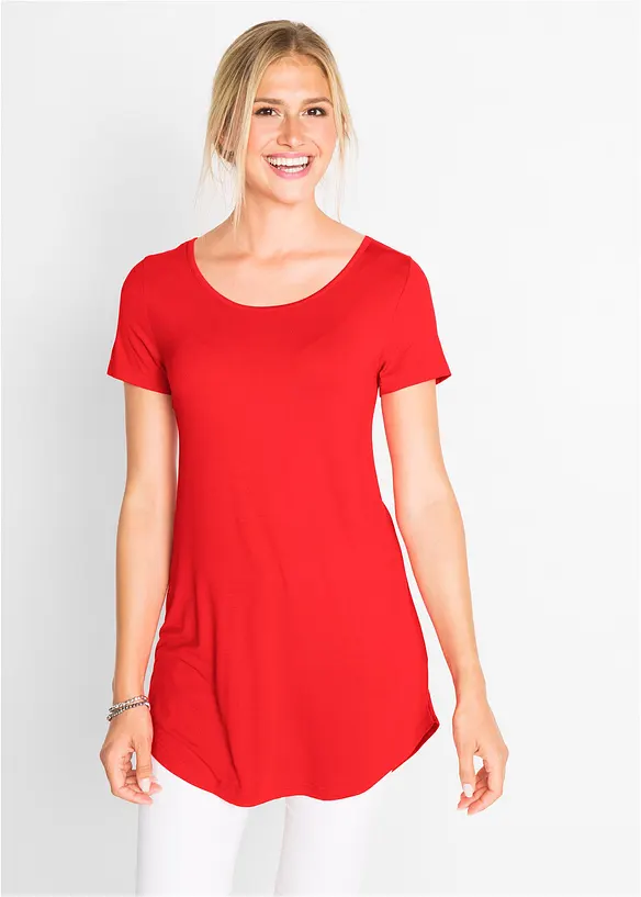 Longshirt aus softer Viskose in rot von vorne (im Anschnitt) - bonprix