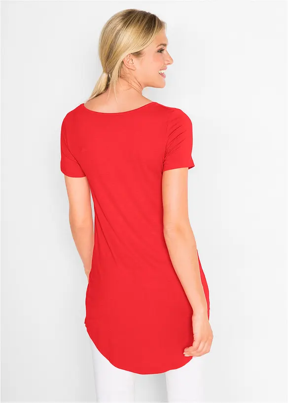 Longshirt aus softer Viskose in rot von hinten (im Anschnitt) - bonprix