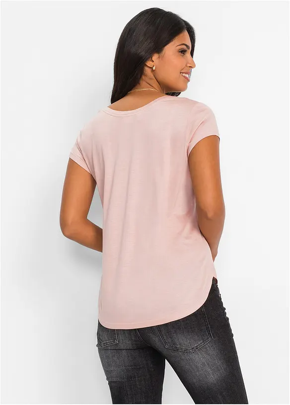 T-Shirt aus softer Viskose in rosa von hinten (im Anschnitt) - bonprix
