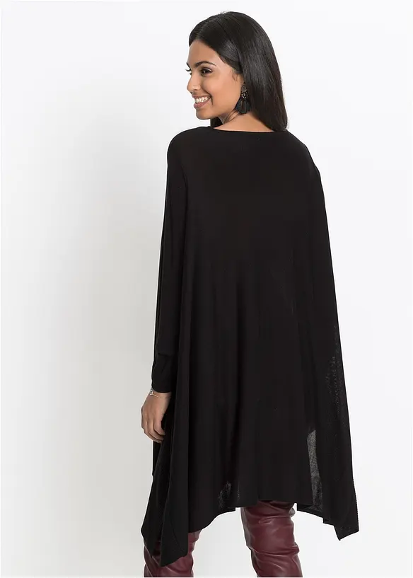 Long-Pullover aus Viskose-Mix in schwarz von hinten (im Anschnitt) - bonprix