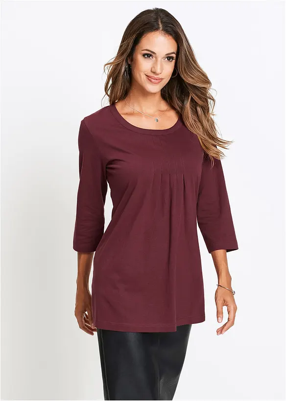Longshirt aus reiner Baumwolle in rot von vorne (im Anschnitt) - bonprix Longshirt aus reiner Baumwolle in rot von vorne (im Anschnitt) - bonprix