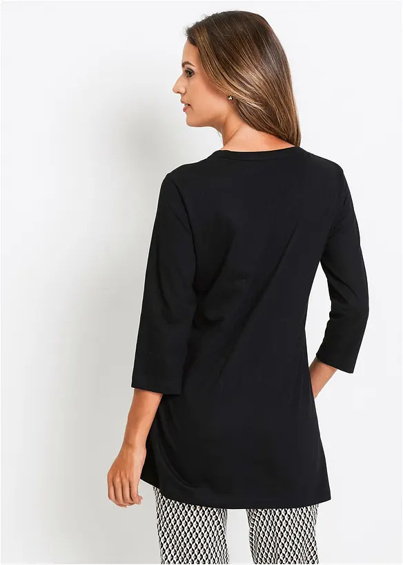 Longshirt aus reiner Baumwolle in schwarz von hinten (im Anschnitt) - bonprix Longshirt aus reiner Baumwolle in schwarz von hinten (im Anschnitt) - bonprix