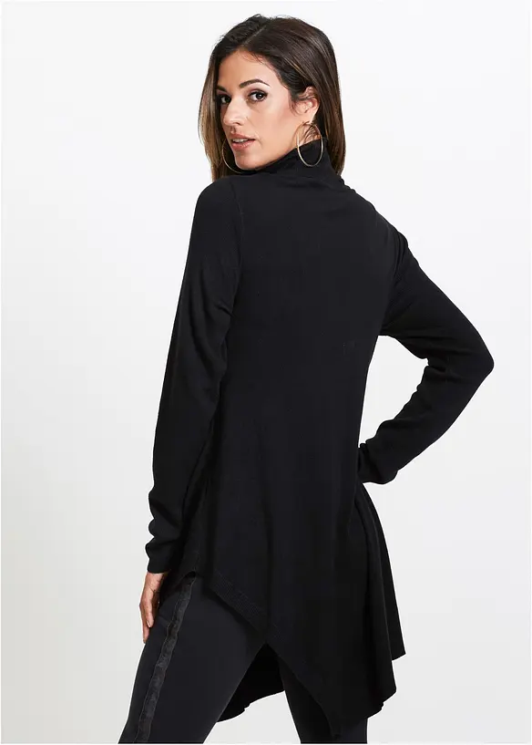 Long-Pullover aus Viskose-Mischung in schwarz von hinten (im Anschnitt) - bonprix