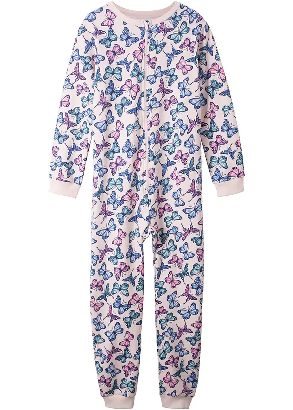 Schlafoverall aus reiner Bio-Baumwolle in rosa von vorne - bonprix