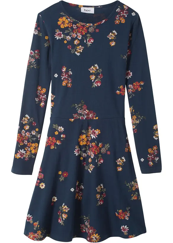 Jerseykleid aus reiner Bio-Baumwolle in blau von vorne - bonprix