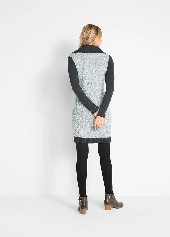 Strickkleid aus Baumwoll-Mix in grau von hinten (Totalaufnahme) - bonprix