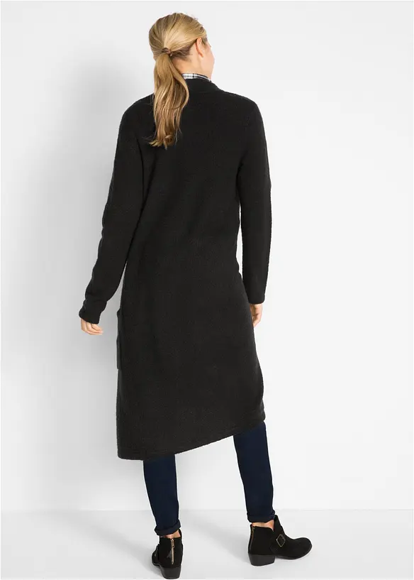Strickmantel mit aufgesetzten Taschen in schwarz von hinten (im Anschnitt) - bonprix