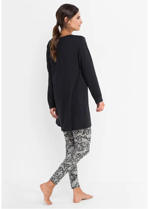 Pyjama mit Bio-Baumwolle in schwarz von hinten (Totalaufnahme) - bonprix