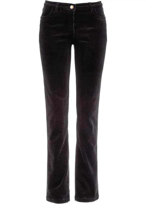 Cordhose aus elastischem Baumwoll-Mix in schwarz von vorne - bonprix