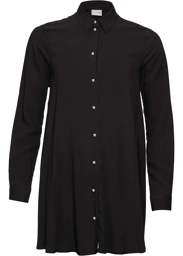 Bluse aus reiner Viskose in schwarz von vorne - bonprix