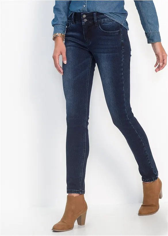 Slim-Jeans High Waist, Shaping-Ultra-Soft in blau von vorne - bonprix