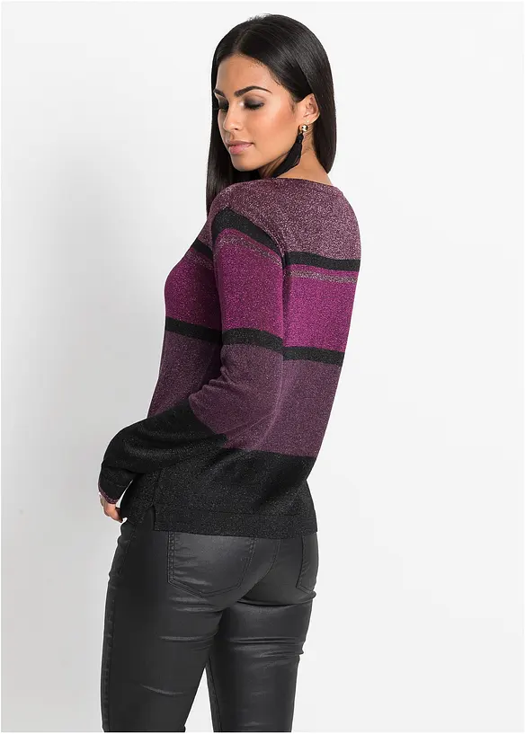 Feinstrickpullover aus Viskose-Mix in lila von hinten (im Anschnitt) - bonprix