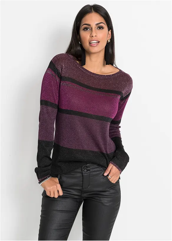 Feinstrickpullover aus Viskose-Mix in lila von vorne (im Anschnitt) - bonprix