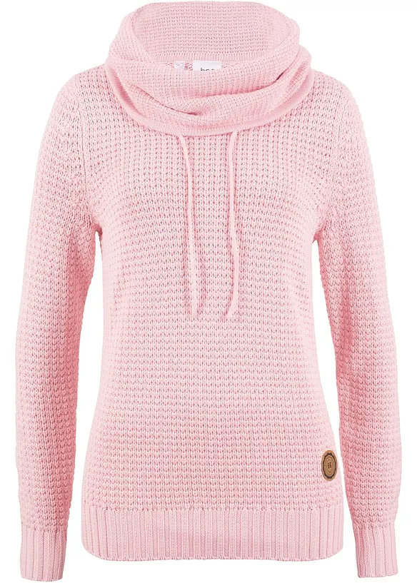 Rollkragenpullover mit Kordeln in rosa von vorne - bonprix