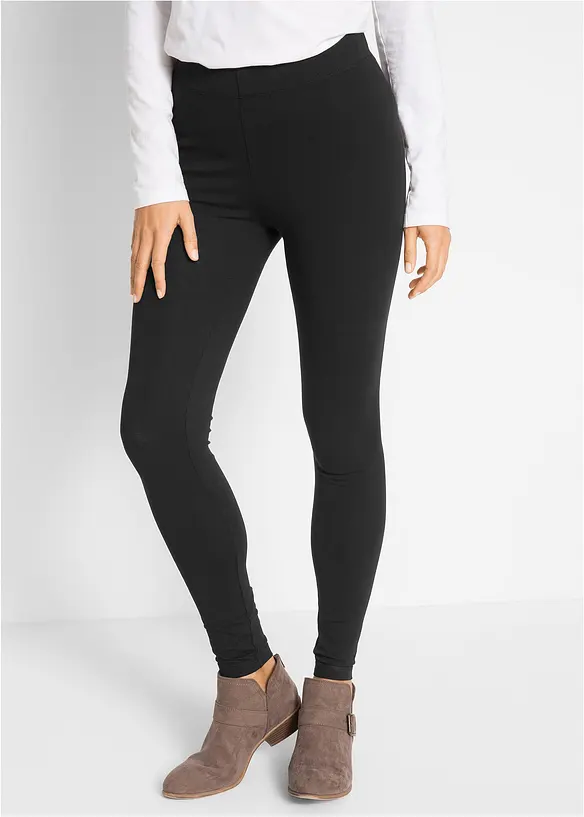 Leggings aus Baumwoll-Mix in schwarz von vorne - bonprix