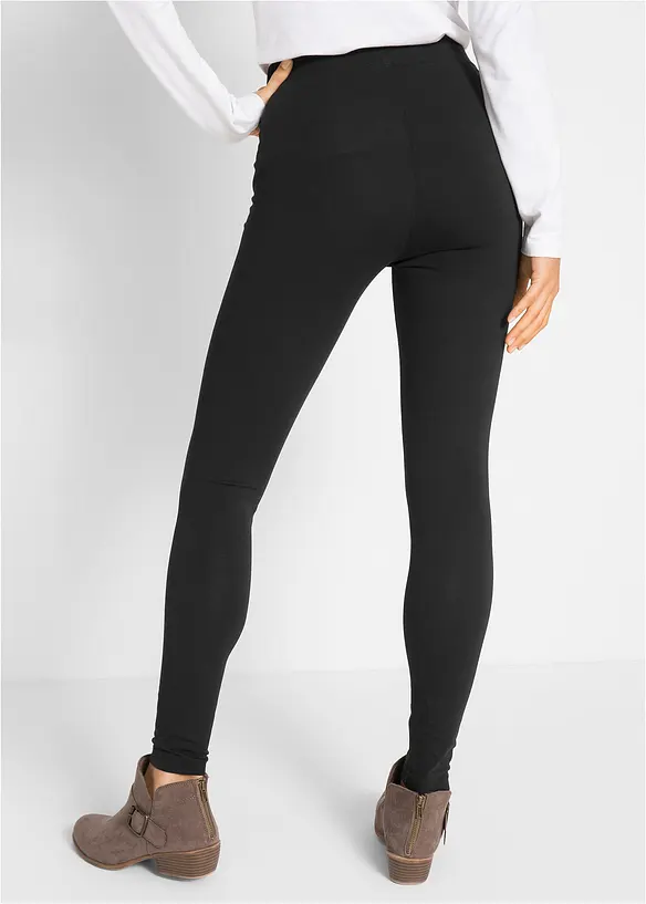Leggings aus Baumwoll-Mix in schwarz von hinten - bonprix