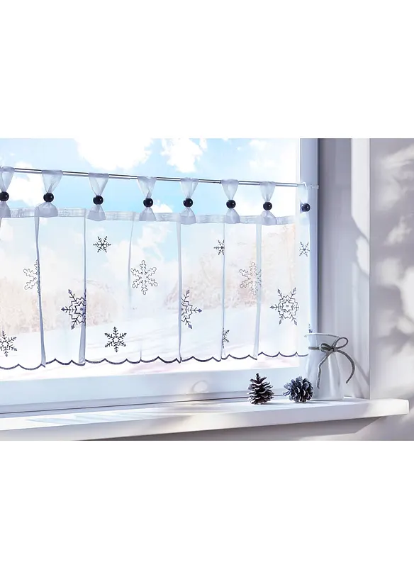 Scheibengardine mit winterlicher Stickerei in weiß (Ambiente) - bonprix