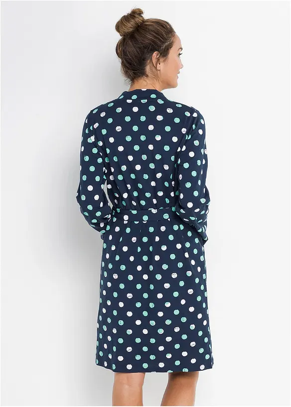 Bademantel aus Bio-Baumwolle in blau von hinten (Totalaufnahme) - bonprix