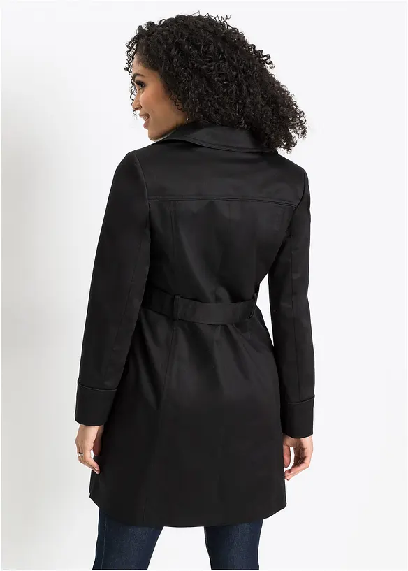 Trenchcoat aus Baumwolle in schwarz von hinten (Totalaufnahme) - bonprix