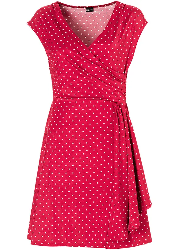 Pünktchen-Jerseykleid in rot - bonprix