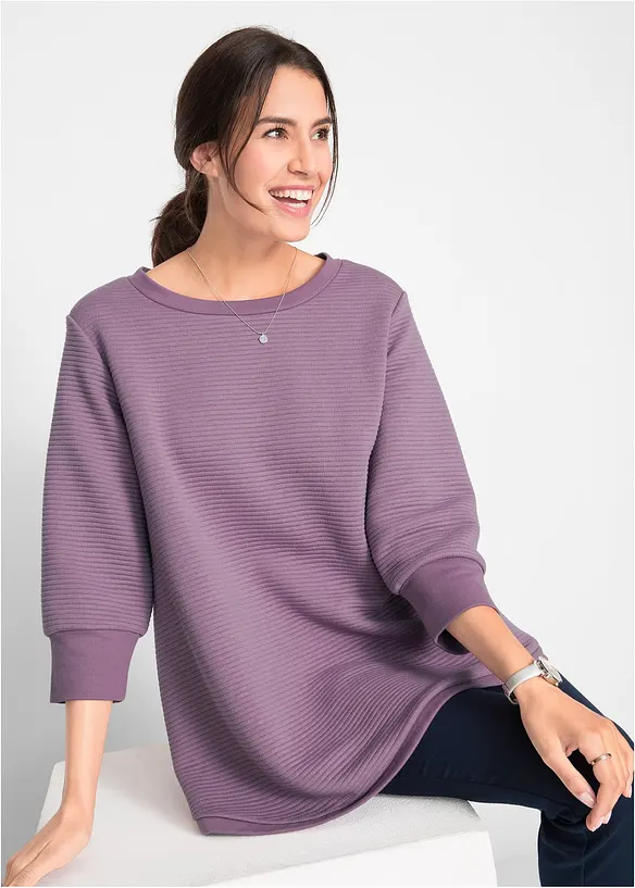 Langes Sweatshirt mit Viskose in lila von vorne (im Anschnitt) - bonprix