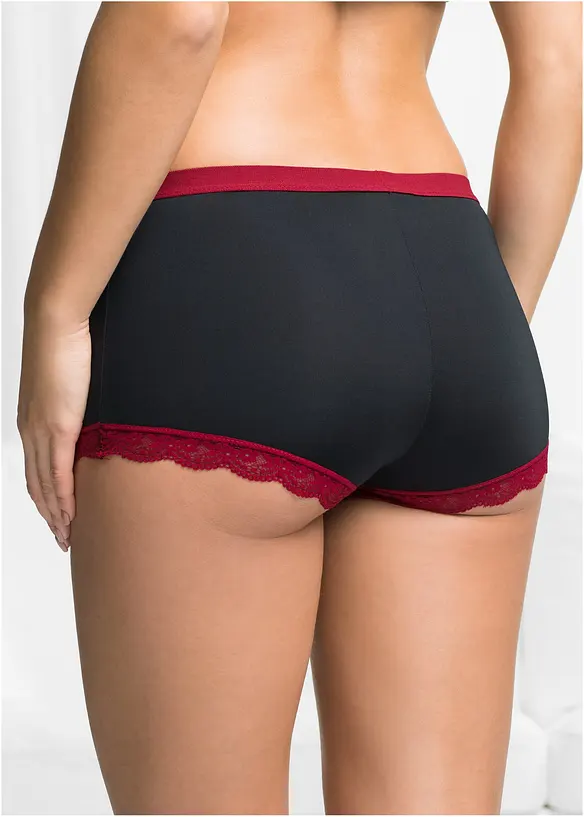 Microfaser Damen Boxer (3er Pack) in schwarz von hinten - bonprix