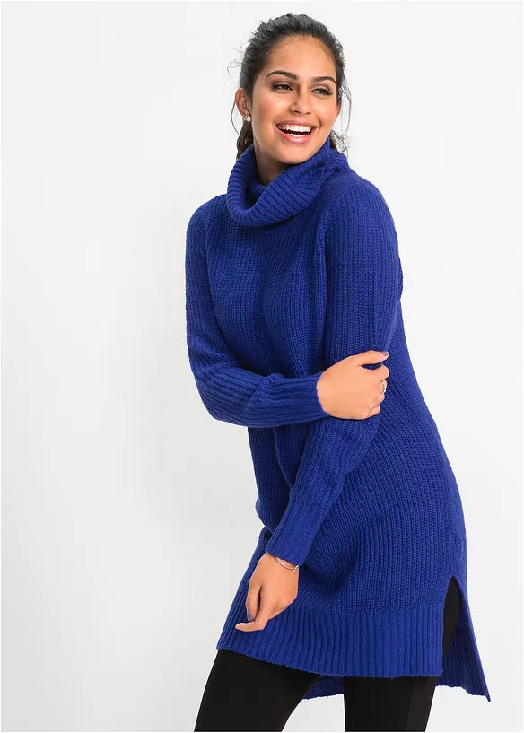Long-Strickpullover in blau von vorne (im Anschnitt) - bonprix