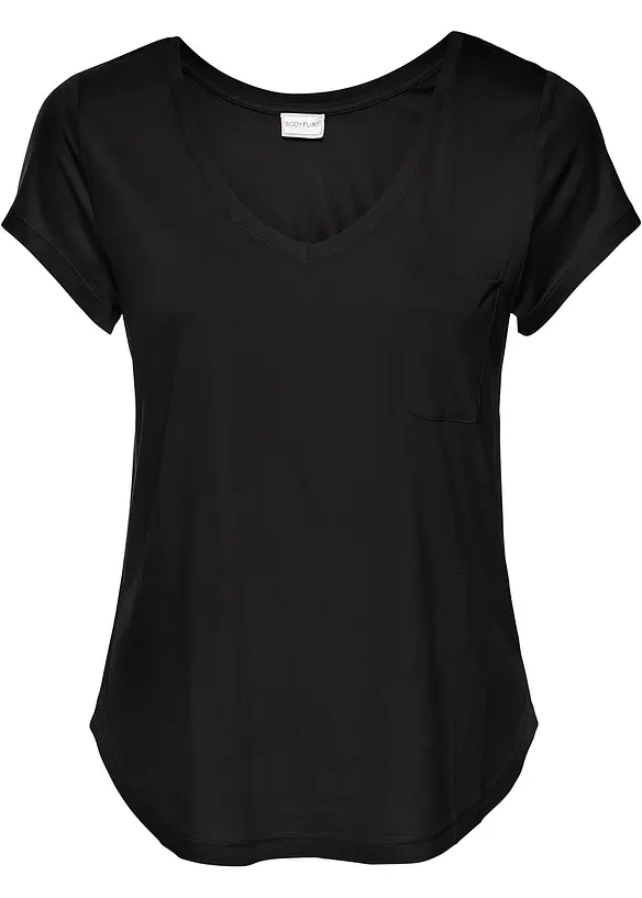 T-Shirt aus softer Viskose in schwarz von vorne - bonprix T-Shirt aus softer Viskose in schwarz von vorne - bonprix