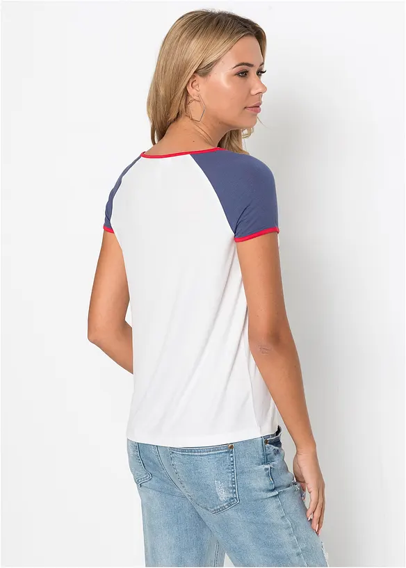 T-Shirt aus softem Viskose-Mix in weiß von hinten (im Anschnitt) - bonprix