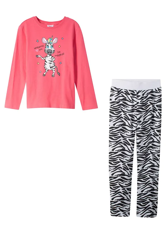 Pyjama aus reiner Baumwolle in pink von vorne - bonprix