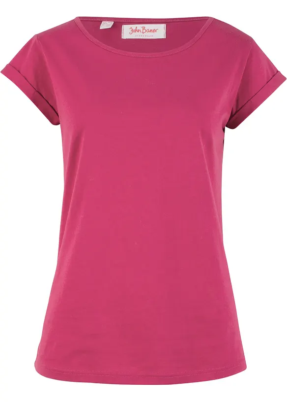 T-Shirt aus Bio-Baumwolle, Kurzarm in pink von vorne - bonprix