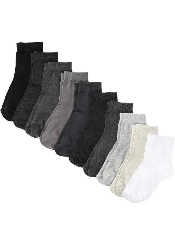 Kurzsocken mit Bio-Baumwolle (10er Pack) in grau - bonprix