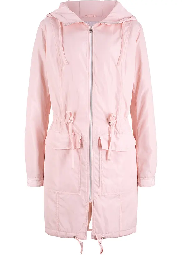 Leicht wattierter Mantel mit Tunnelzug in rosa von vorne - bonprix