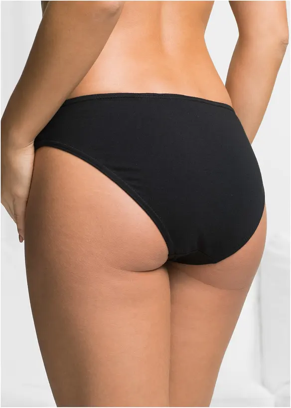 Slip mit weicher Baumwolle (10er Pack) in schwarz von hinten - bonprix