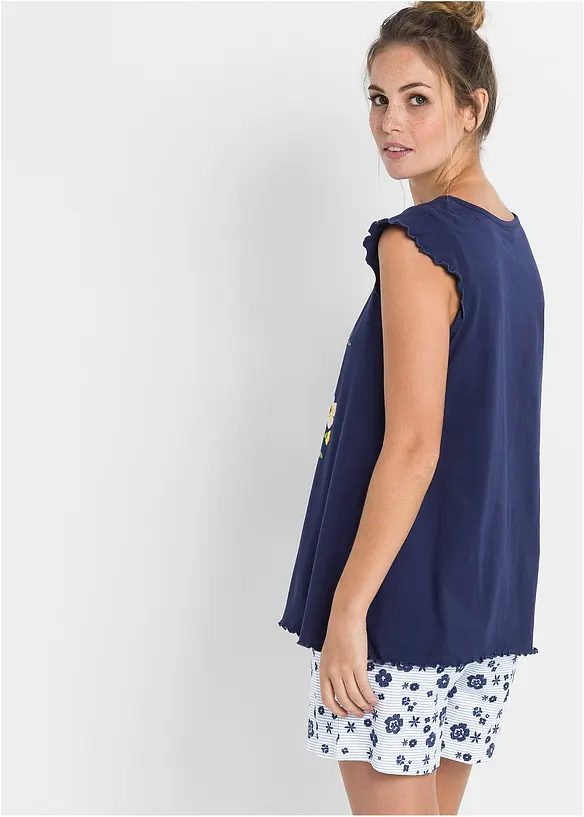Shorty aus reiner Baumwolle in blau von hinten (Totalaufnahme) - bonprix