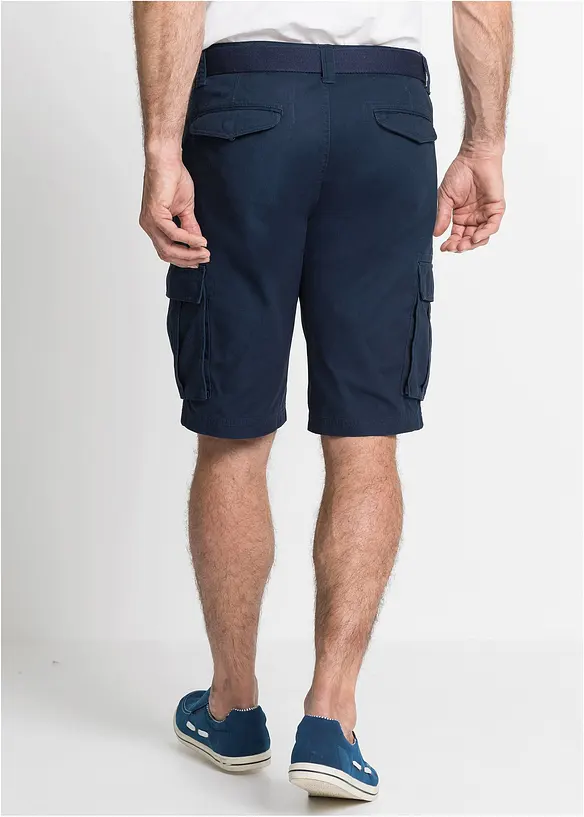 Cargo-Bermuda aus reiner Baumwolle in Relaxed Fit in blau von hinten - bonprix