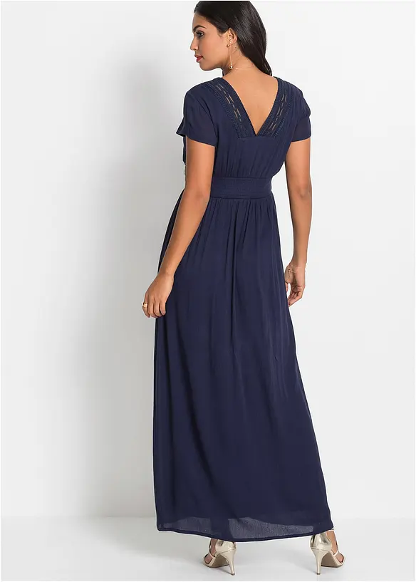 Maxikleid aus fließender Viskose in blau von hinten (Totalaufnahme) - bonprix Maxikleid aus fließender Viskose in blau von hinten (Totalaufnahme) - bonprix