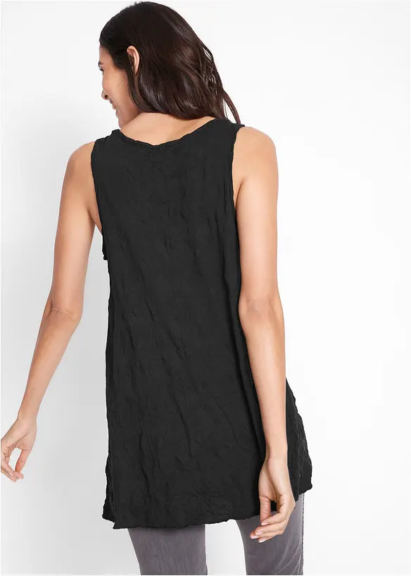 Long-Top aus Baumwoll-Mix mit Crash-Effekt in schwarz von hinten (im Anschnitt) - bonprix