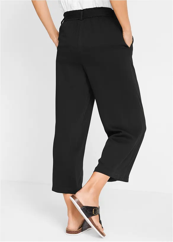 Culotte aus fließender Viskose in schwarz von hinten - bonprix