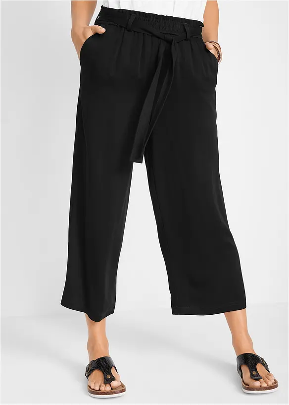 Culotte aus fließender Viskose in schwarz von vorne - bonprix