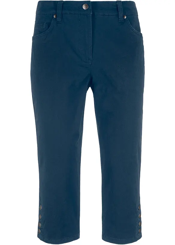Capri-Hose aus Baumwoll-Mix in blau von vorne - bonprix