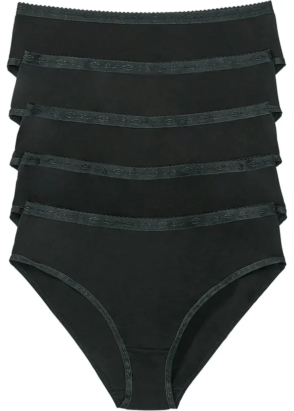 Maxislip mit weicher Baumwolle (5er Pack) in schwarz von vorne - bonprix