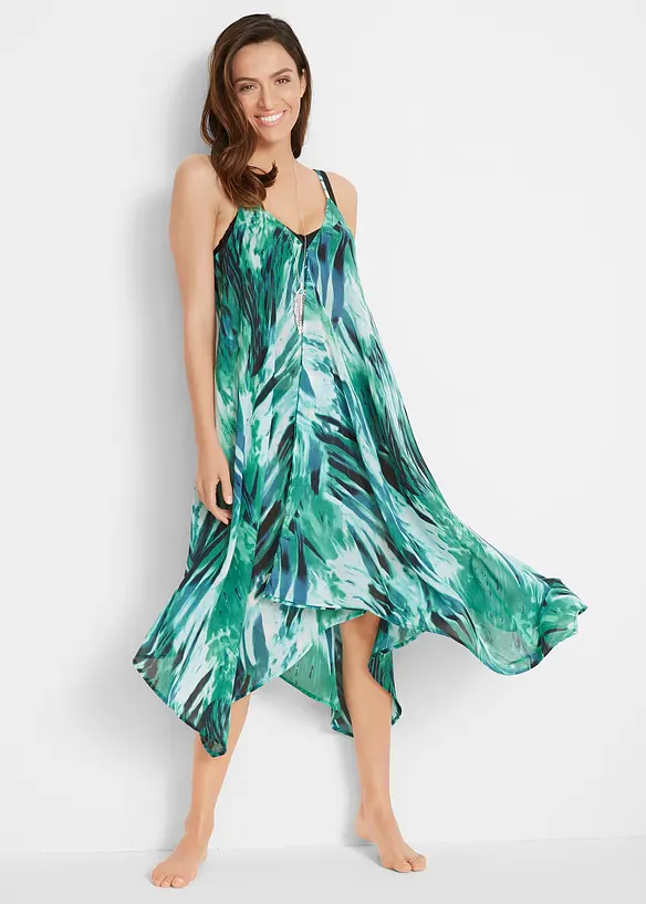 Transparentes Strand Maxikleid aus leichtem Chiffon in grün von vorne (Totalaufnahme) - bonprix Transparentes Strand Maxikleid aus leichtem Chiffon in grün von vorne (Totalaufnahme) - bonprix