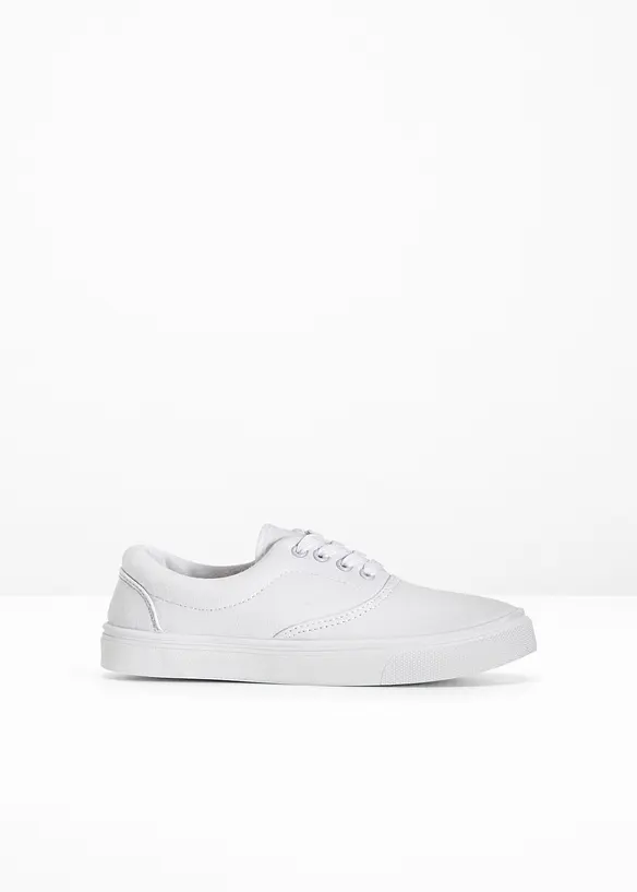 Sneaker aus Baumwoll-Canvas in weiß von vorne - bonprix