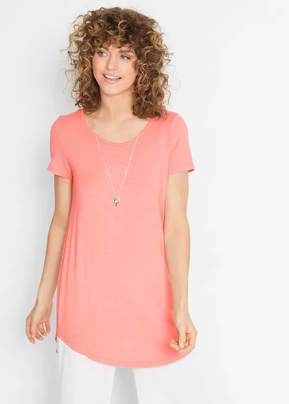 Longshirt aus softer Viskose in rosa von vorne (im Anschnitt) - bonprix