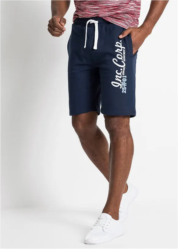 Sweat-Bermuda aus reiner Baumwolle in blau von vorne - bonprix