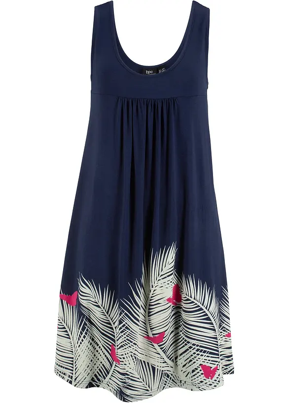 Kurzes Jerseykleid aus fließendem Viskose-Mix in blau von vorne - bonprix