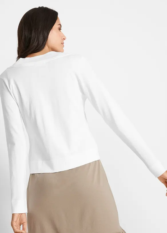 Strickjacke aus fließender Viskose in weiß von hinten (im Anschnitt) - bonprix