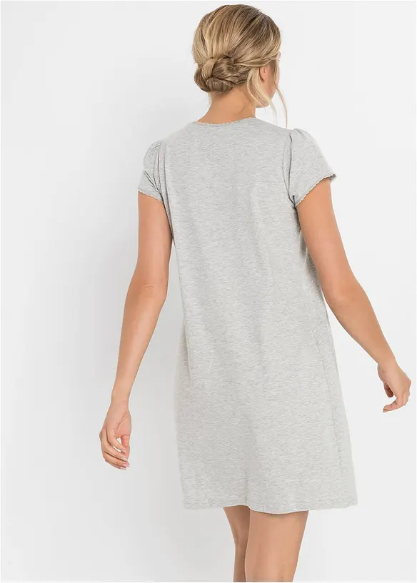 Still-Nachthemd mit Bio-Baumwolle in grau von hinten (Totalaufnahme) - bonprix