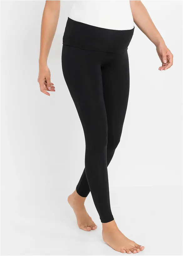 Umstandsleggings aus Bio-Baumwolle in schwarz von vorne - bonprix